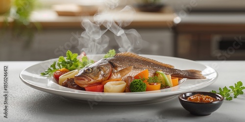 Steamed snake head fish and...