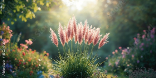 Garden flora with tall gras...