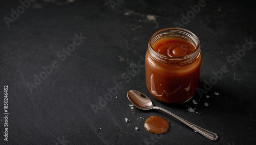 Homemade caramel sauce in a...