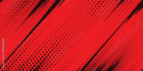 Dots halftone red color pattern gradient texture background. Dots pop art comics sport style vector illustration