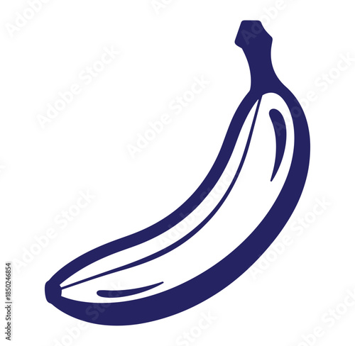 Vector illustration of a simple dark blue banana isolated on a white background
