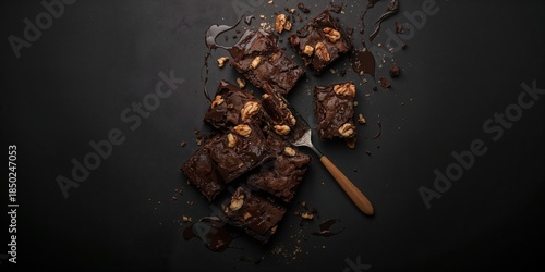 Baked brownie squares on a ...