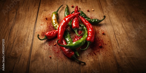 Close-up of hot peppers and...
