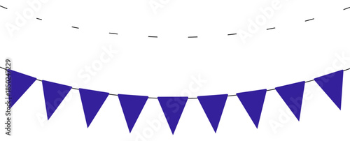 National Independence Day in Finland, two bunting garlands, white and blue, string of triangular flags for outdoor party, pennant