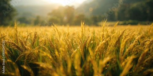 Green rice plants on a farm...