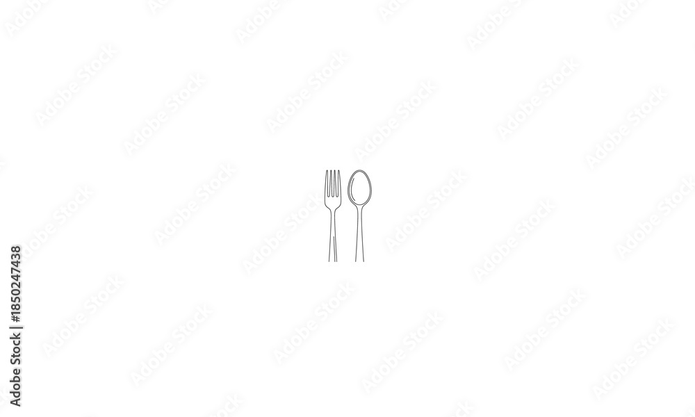Fototapeta premium Fork and Spoon Minimal Icon