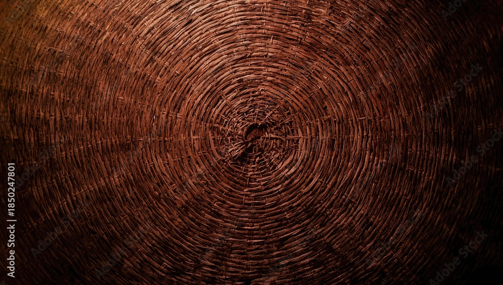 Fototapeta premium Wicker material with a warm brown tone functioning as a UI backdrop for design projects