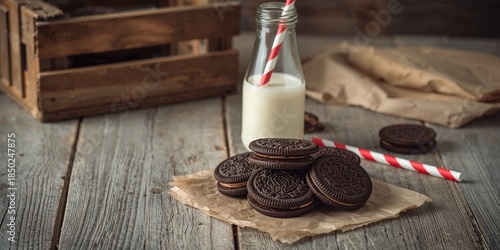 Dark chocolate cookies on w...