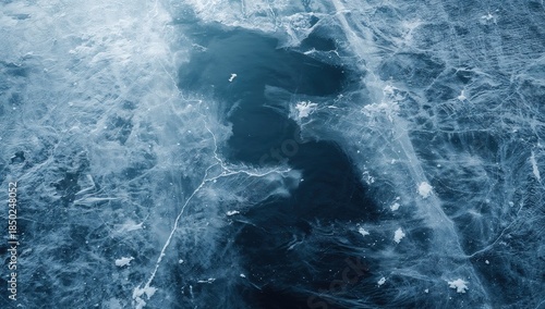 Top-down perspective of icy...