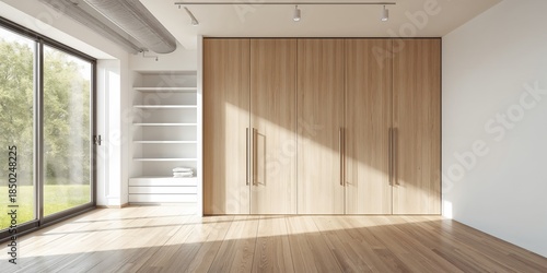 Minimalist bedroom featurin...