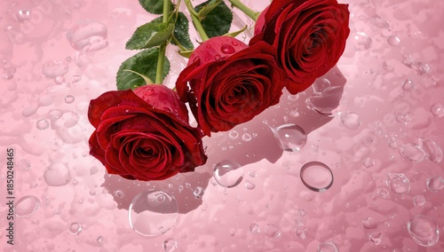 Flowers under glass with wa...