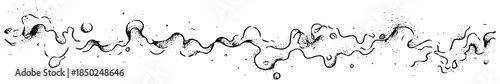 Abstract hand drawn liquid flow with bubbles and splashes sketch