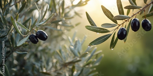 Olive fruit attached to a t...