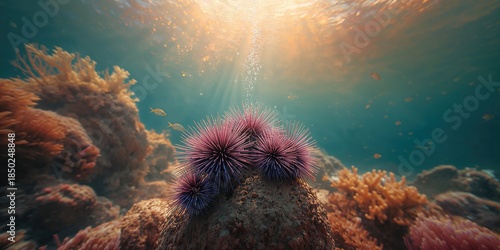Sea urchins with long spine...