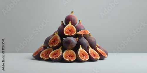 Stacked fresh figs on a neu...