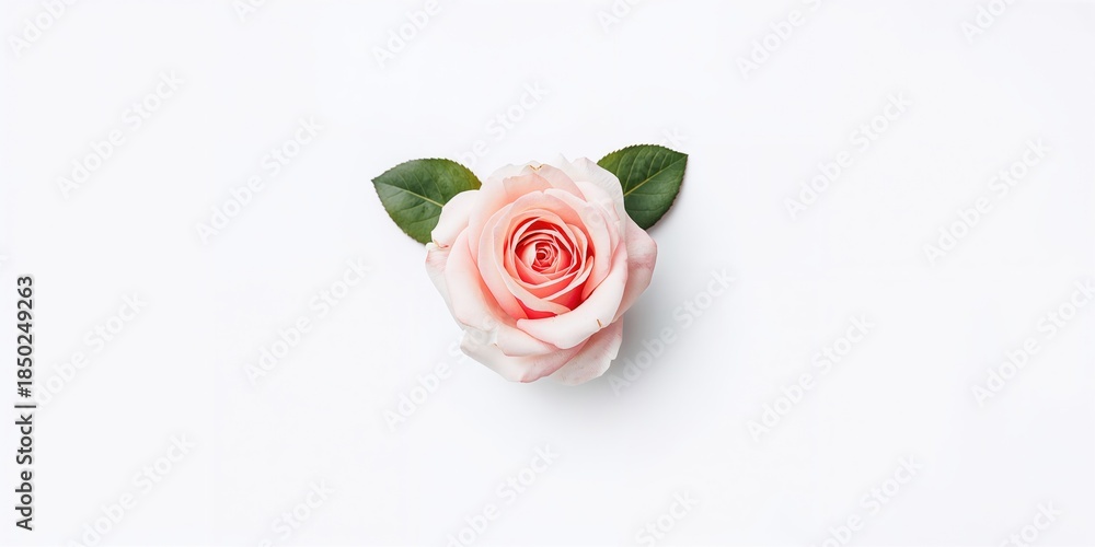 Obraz premium Single tea rose presented as a love gesture on a plain white surface, floral arrangement