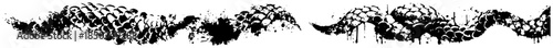Dragon scales grunge border vector illustration with black ink splatter effects