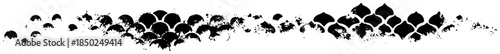Grunge fish scale pattern border with distressed ink texture