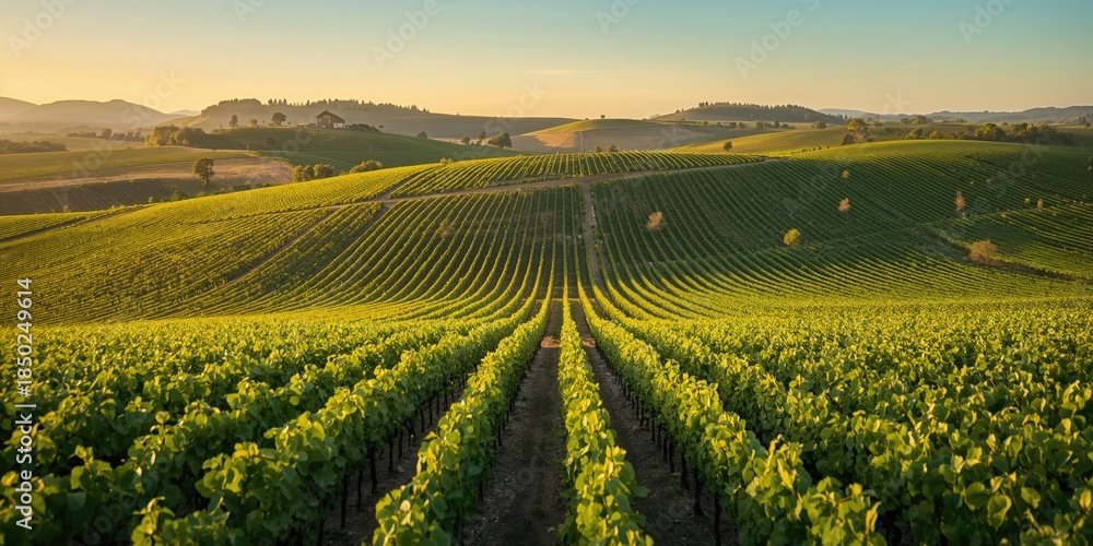 Obraz premium Vineyard landscape from above highlighting farming practices in rural areas for agricultural efficiency