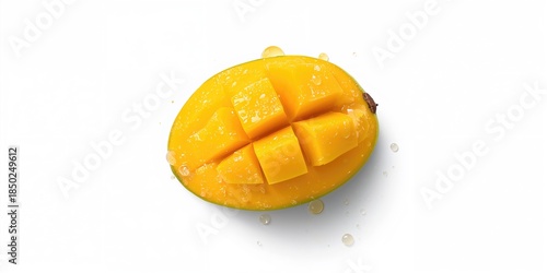 Fresh mango segments displa...