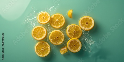 Lemon slices on a textured ...