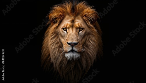 Close-up of a lion against ...