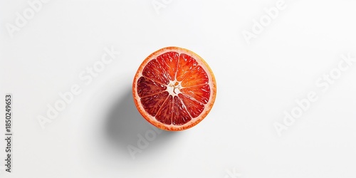 Fresh ripe Sicilian red blood orange with deep red interior, ideal for food layout or menu design, World Malaria Day
