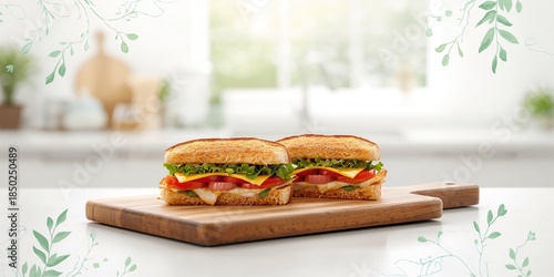 Two toasted ham and cheese ...
