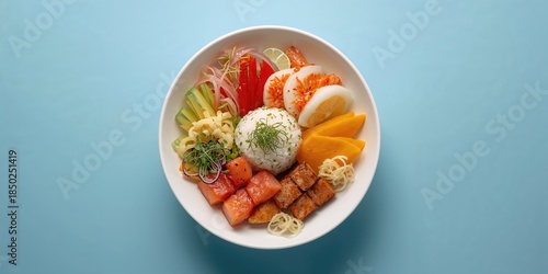 Top view of a fresh poke bo...