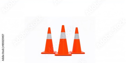 Traffic cones on white back...