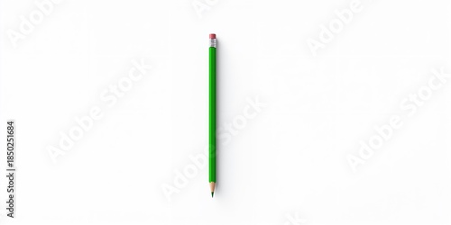 Single green pencil on plai...