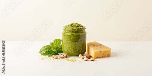 Pesto sauce in a glass jar ...