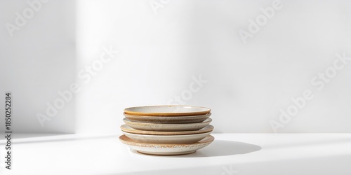 Stack of ceramic plates on ...
