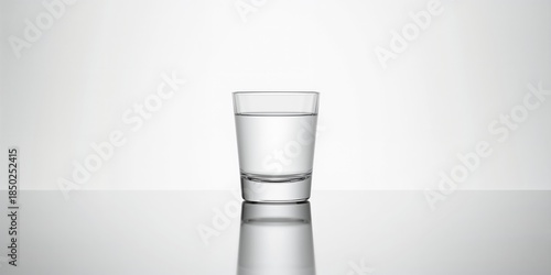 Clear vodka glass on plain ...