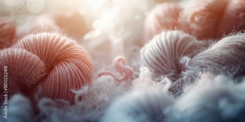 Close-up of grey wool yarn ...
