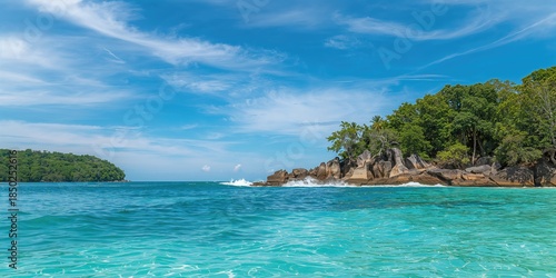 Sea waves and rocky landsca...