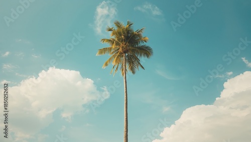 A tall palm tree with a bro...