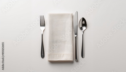 Napkin folded with fork, sp...