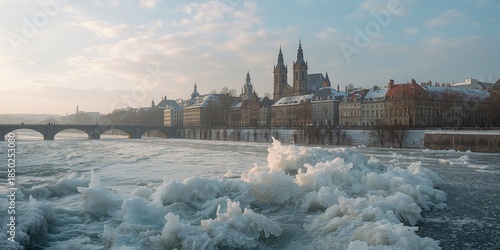 River overflow in winter su...