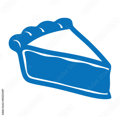 Blue vector illustration of a slice of pie isolated on a white background