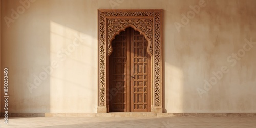 Ancient wooden door with tr...