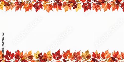 Seamless watercolor illustration of fall foliage in red, orange, green, and yellow hues, ideal for layout backgrounds