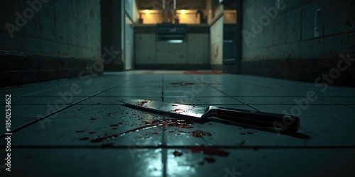 Floor with a bloody knife, ...