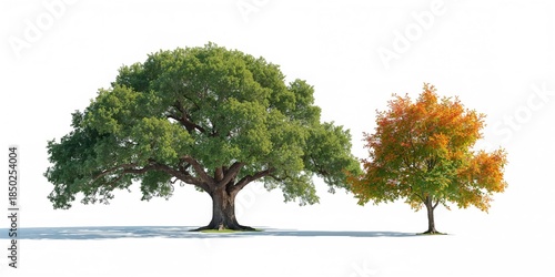 Single trees on white backd...