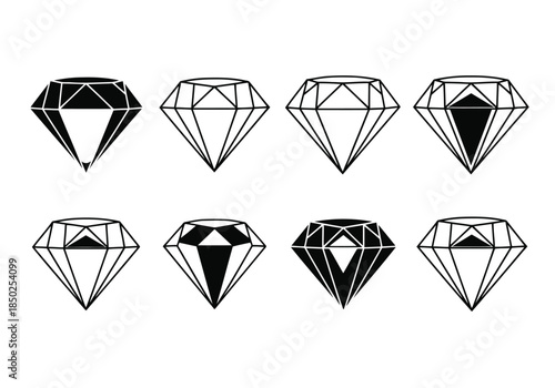 Collection of diamond outlines and silhouettes
