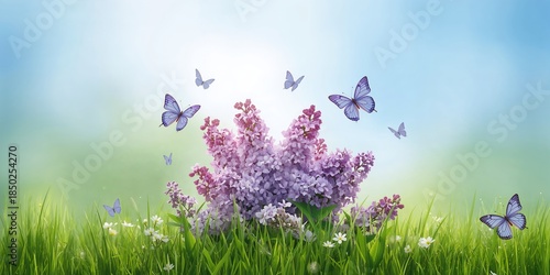 Flowing blue floral spring ...