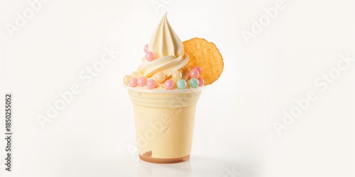 Soft vanilla ice cream in a...