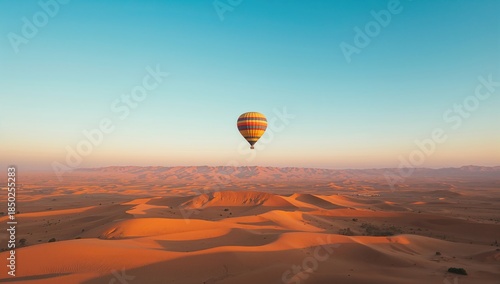 Hot air balloon floating ov...