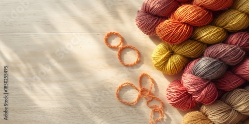 Cotton yarn skeins arranged...