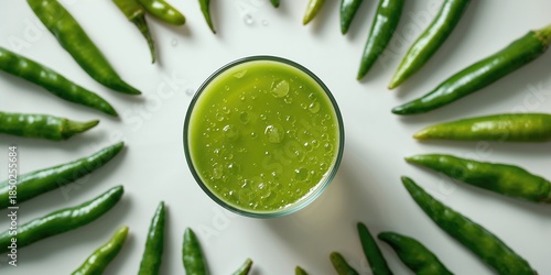 Raw green chilis and their ...
